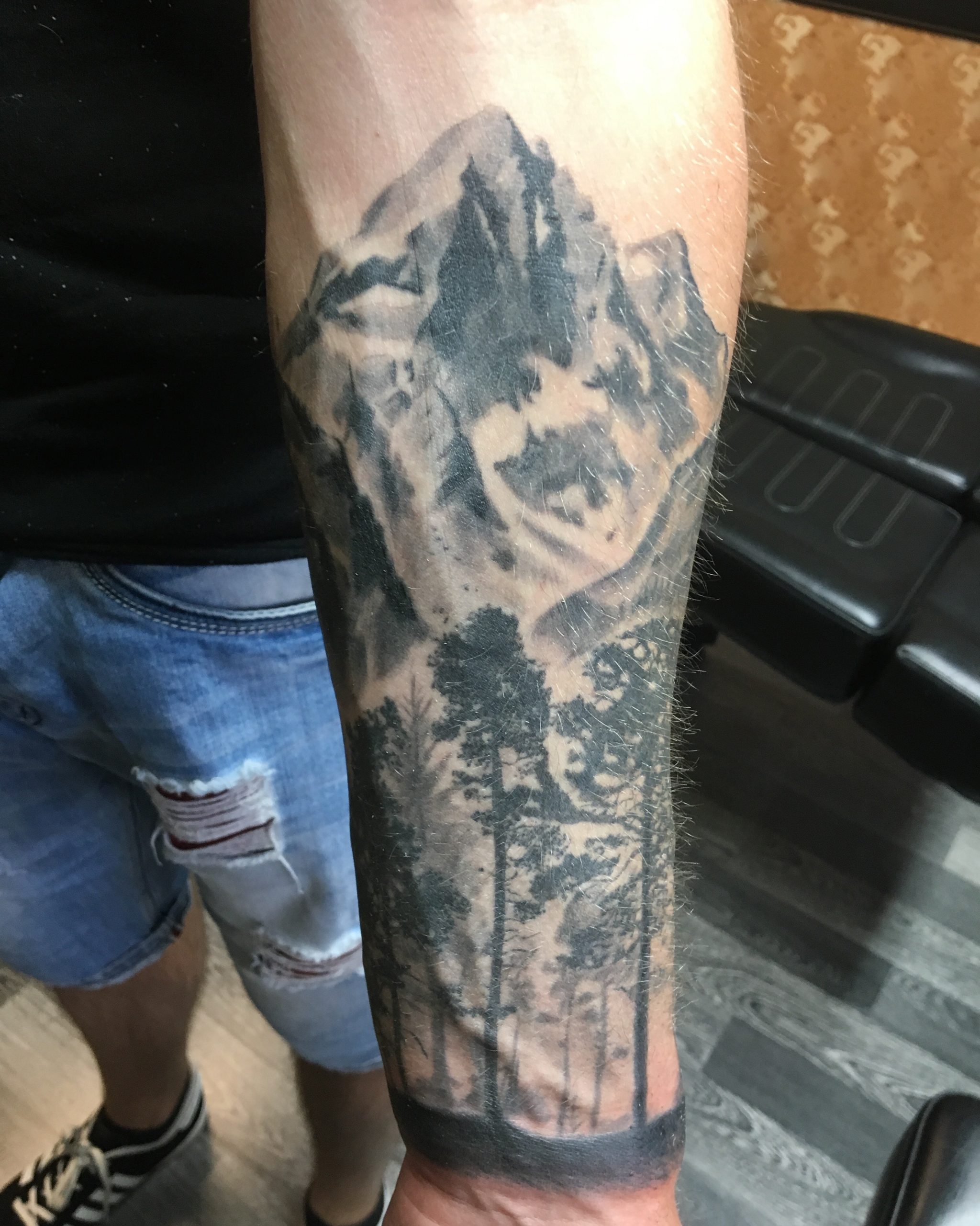 Mountains Wood Tattoo